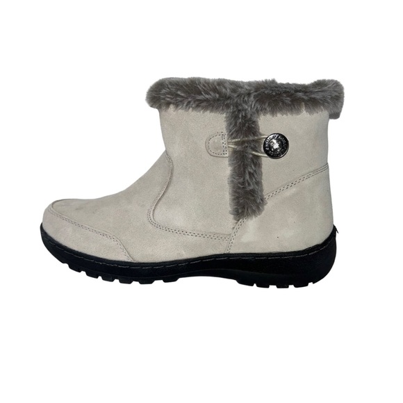 KHOMBU Cream Iris Leather Water Repellent Memory Foam Boots Women's 10 - Picture 1 of 10